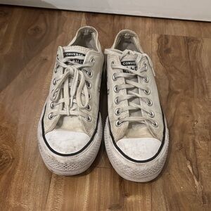 Converse Platform White Low Top Sneakers with Black Trim